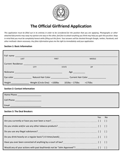 girlfriend application form|Girlfriend Application Form ≡ Fill Out Printable PDF Forms Online